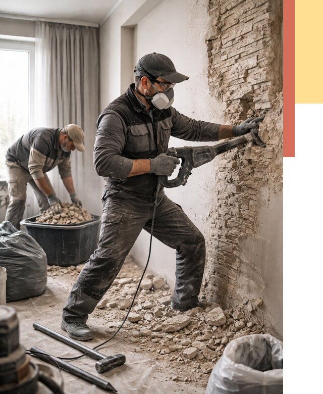 Демонтаж декоративного камня в Юрге от 1551 руб/м² — быстро и недорого | ОТДЕЛОЧНИК-Юрг