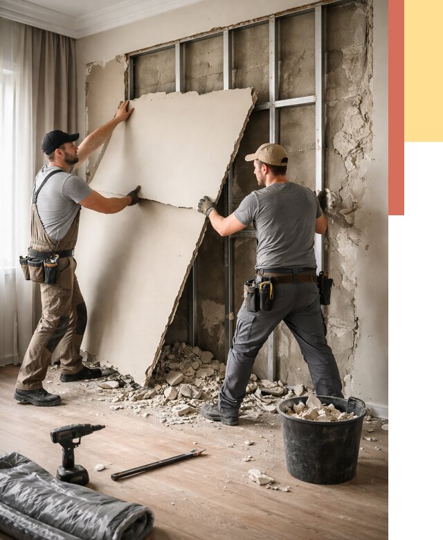 Демонтаж гипсокартона со стен в Юрге от 374 руб. — услуги демонтажа | ОТДЕЛОЧНИК-Юрг