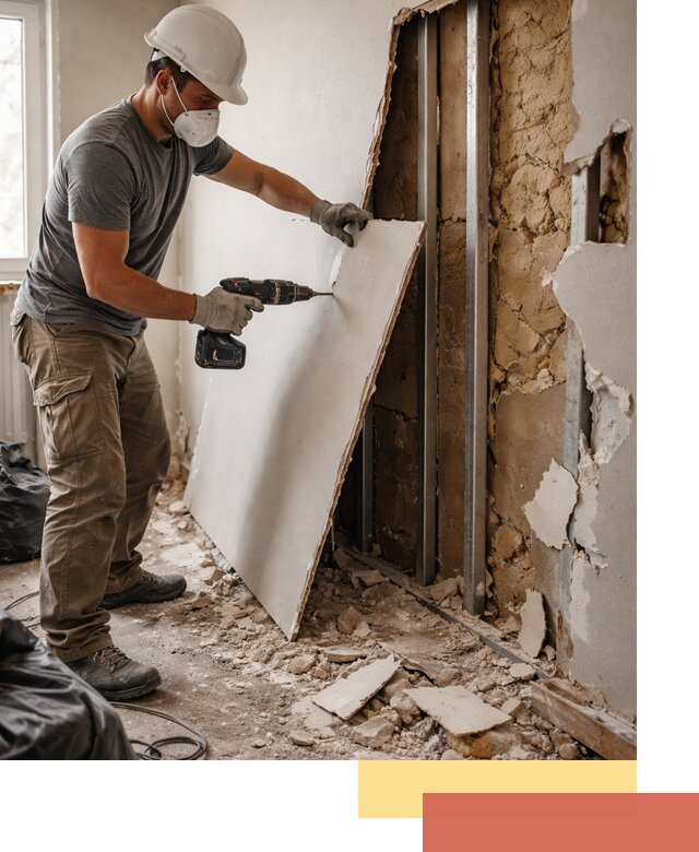 Демонтаж гипсокартона со стен в Юрге качественно и быстро