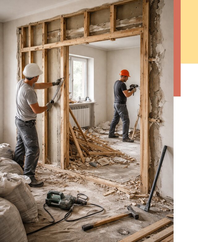 Демонтаж деревянных перегородок в Юрге от 3423 руб. — быстро и недорого | ОТДЕЛОЧНИК-Юрг