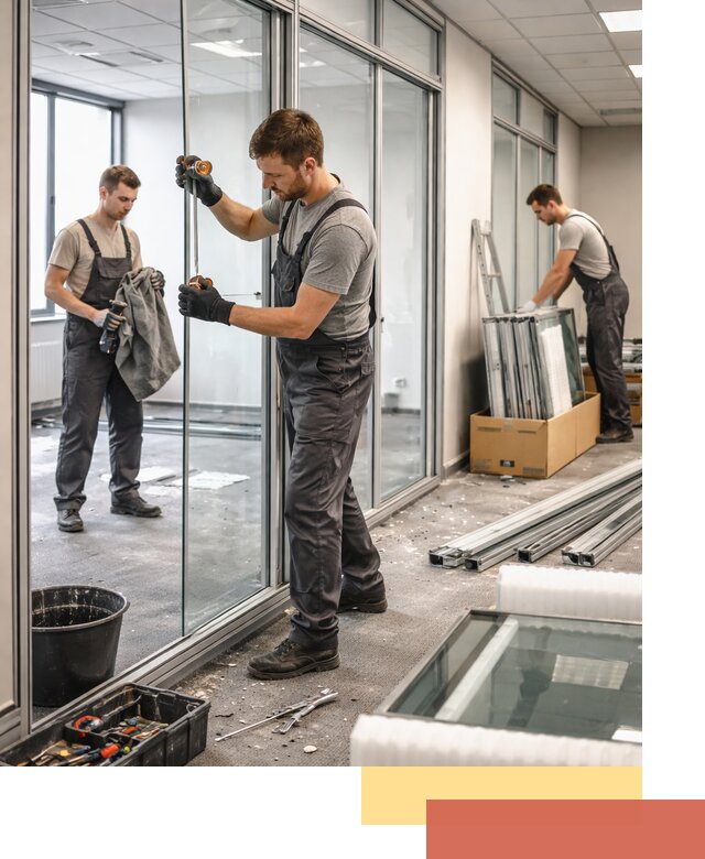 Демонтаж стеклянных перегородок в Юрге быстро и безопасно