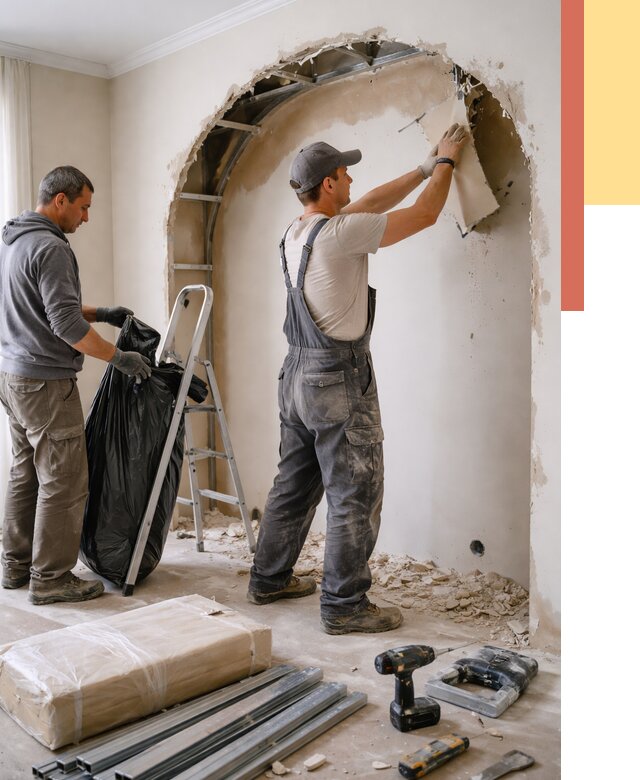 Демонтаж арки из гипсокартона в Юрге от 3744 руб. — услуги под ключ | ОТДЕЛОЧНИК-Юрг