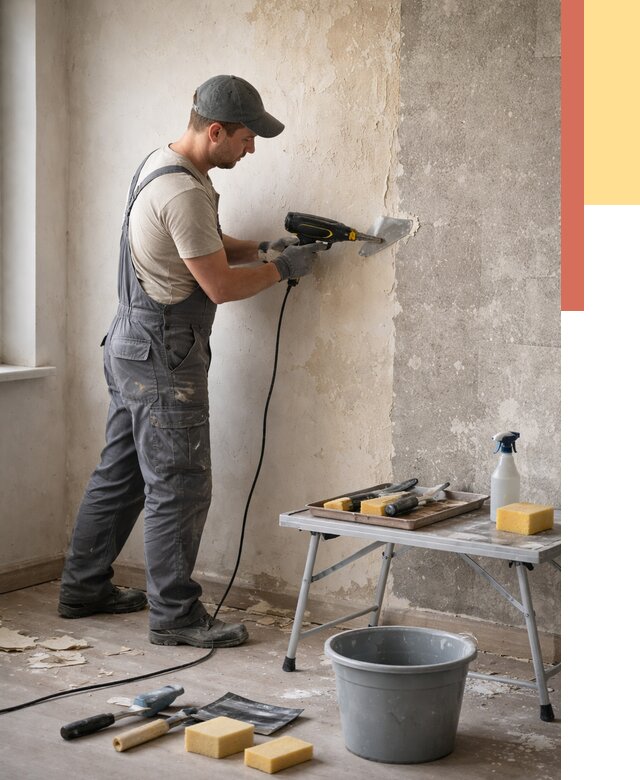 Очистка стен от клея в Юрге от 1979 руб. — снятие и удаление клея со стен | ОТДЕЛОЧНИК-Юрг