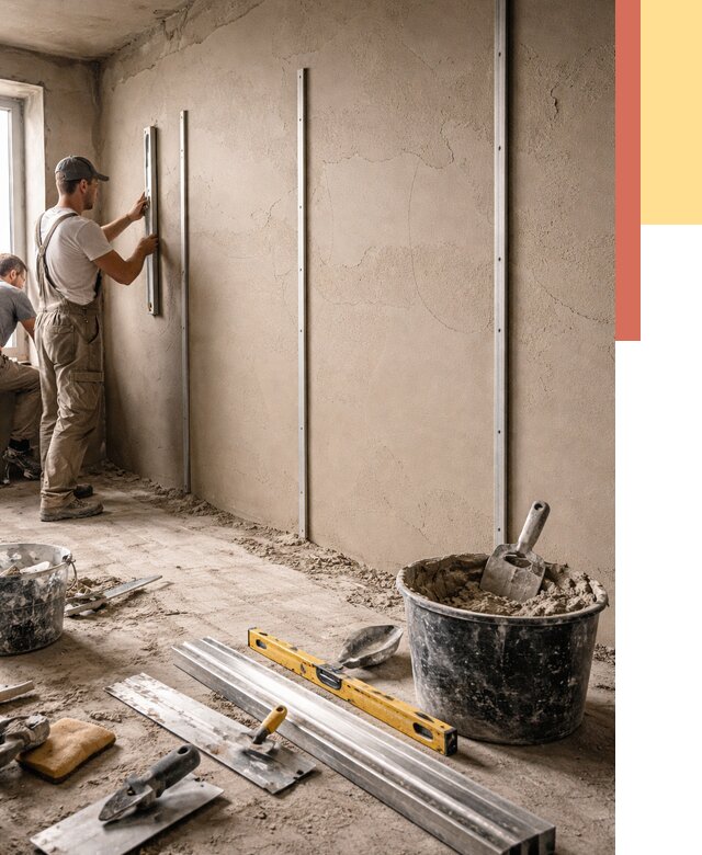 Штукатурка стен по маякам в Юрге от 5883 руб./м² — выравнивание под ключ | ОТДЕЛОЧНИК-Юрг