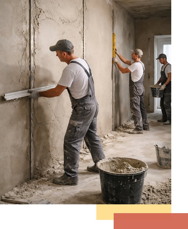 Штукатурка стен по маякам в Юрге — точная и ровная поверхность