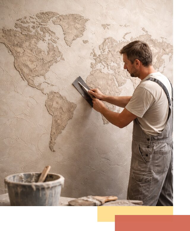 Декоративная штукатурка «Карта мира» под ключ в Юрге