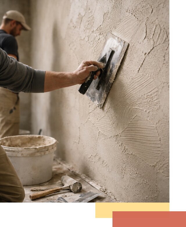 Фактурная штукатурка стен в Юрге — монтаж, отделка, реставрация