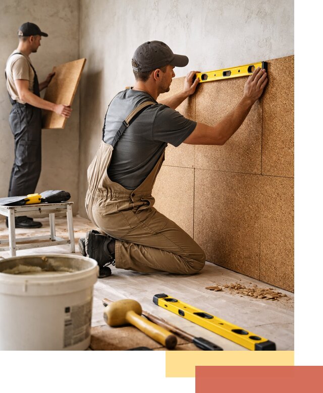 Монтаж пробковых панелей на стены в Юрге быстро и качественно