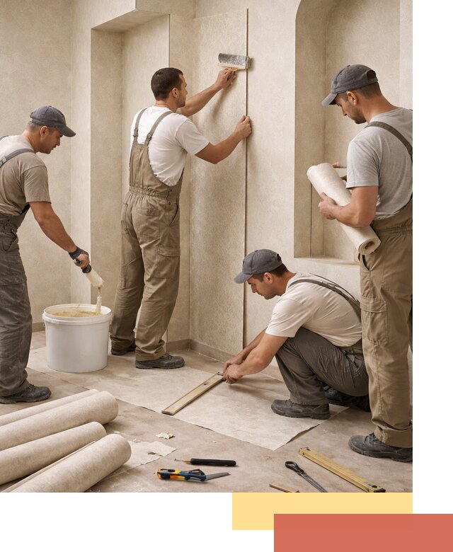 Поклейка обоев на сложные стены и неровные поверхности в Юрге