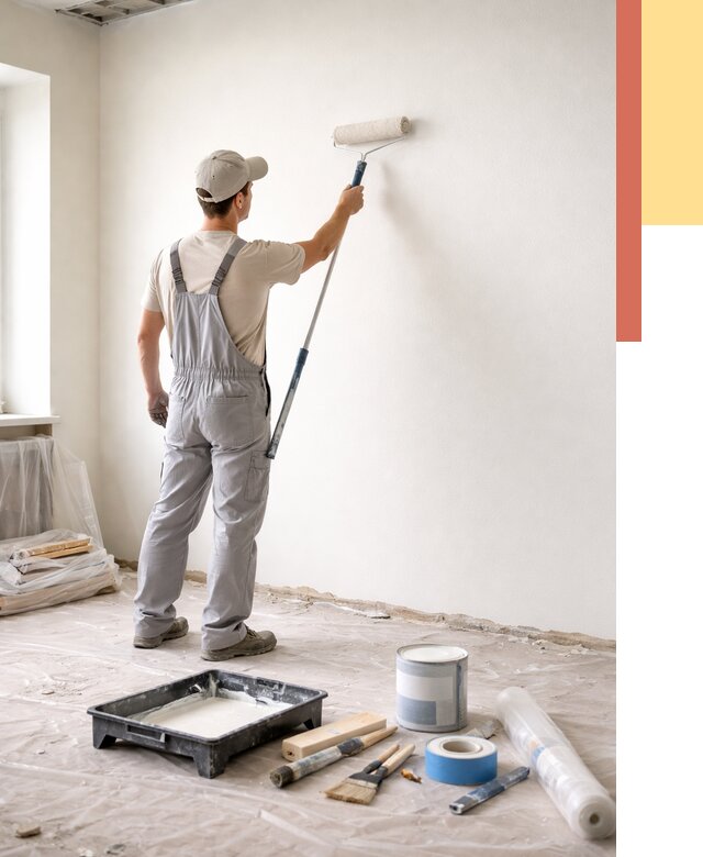 Покраска стен водоэмульсионной краской в Юрге от 481 руб. за м² | ОТДЕЛОЧНИК-Юрг