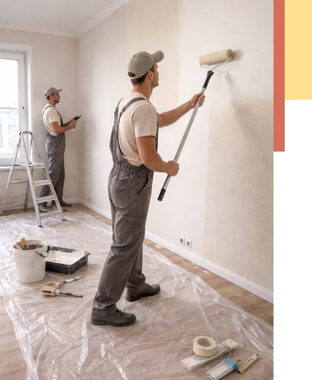 Покраска стен акриловой краской в Юрге от 3744 руб./м² — быстро и недорого | ОТДЕЛОЧНИК-Юрг