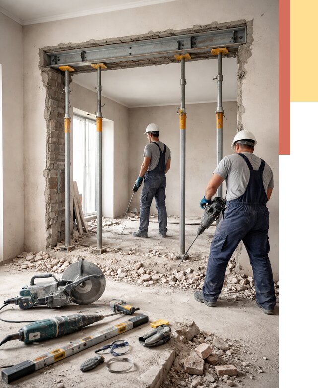 Прорезка проема в стене в Юрге от 4813 руб. — быстро и недорого | ОТДЕЛОЧНИК-Юрг