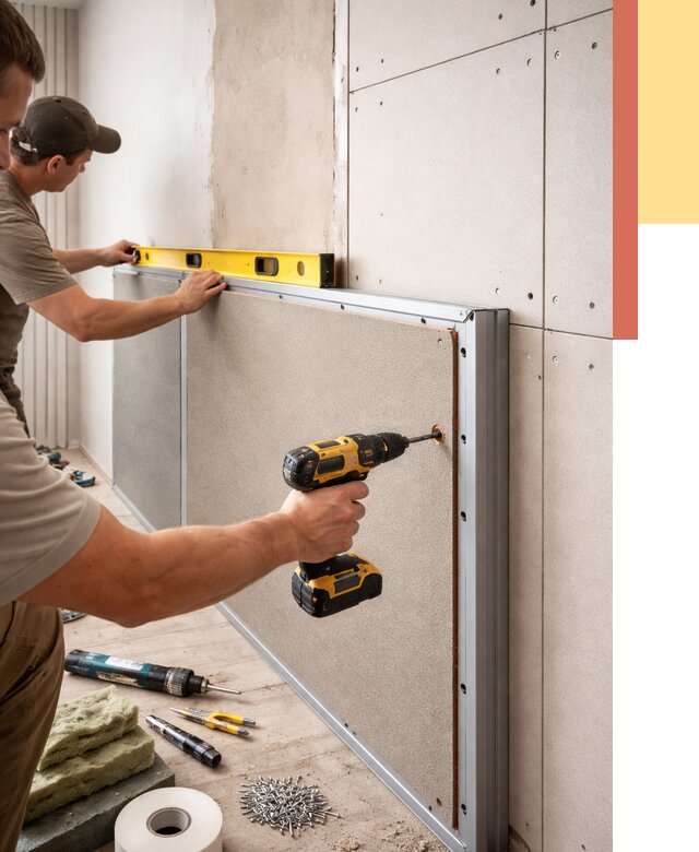 Шумоизоляция стен панелями ЗИПС в Юрге от 2353 руб./м² под ключ | ОТДЕЛОЧНИК-Юрг