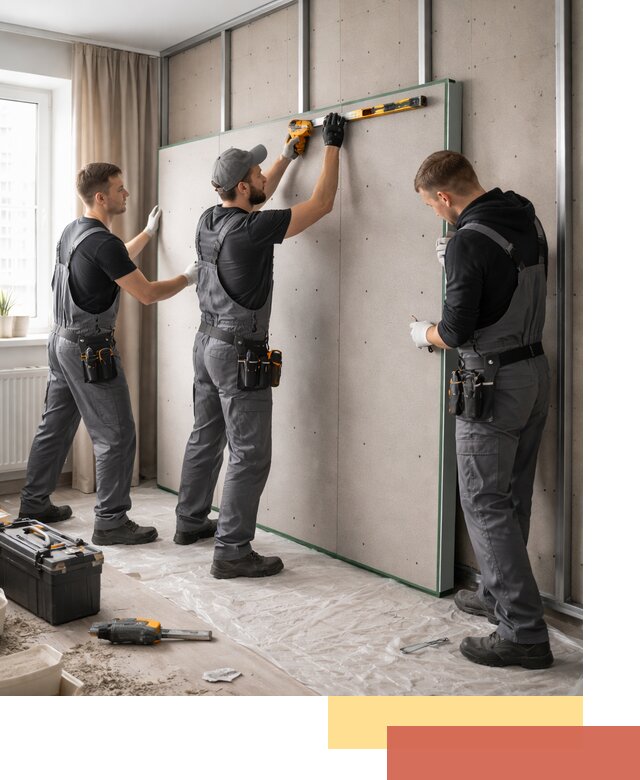 Шумоизоляция стен панелями ЗИПС в Юрге для жилых и коммерческих помещений