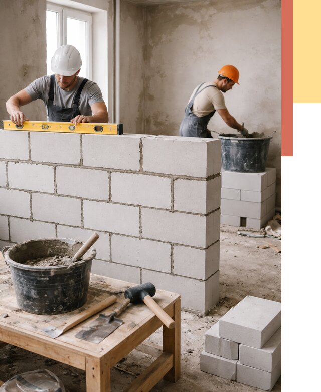Кладка перегородок из газобетона в Юрге от 3423 руб. под ключ | ОТДЕЛОЧНИК-Юрг