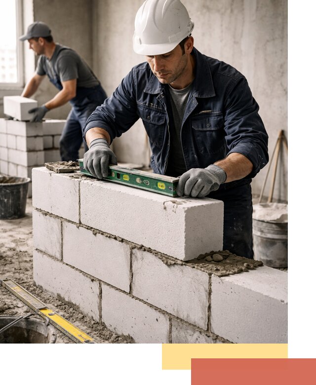 Кладка перегородок из пеноблока под ключ в Юрге