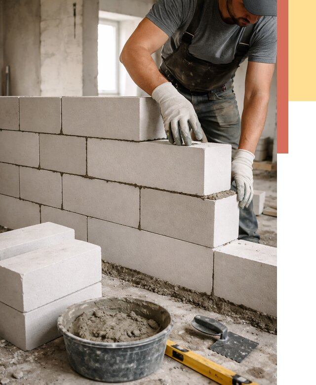 Кладка перегородок из силикатного блока в Юрге от 4278 руб. под ключ | ОТДЕЛОЧНИК-Юрг