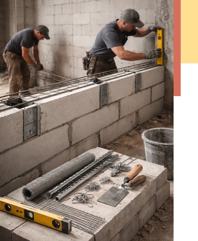 Армирование кладки перегородок в Юрге от 802 руб. под ключ | ОТДЕЛОЧНИК-Юрг