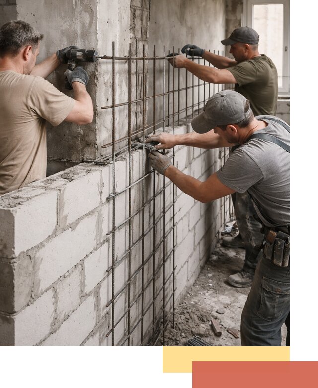 Армирование кладки перегородок в Юрге профессионально и надёжно