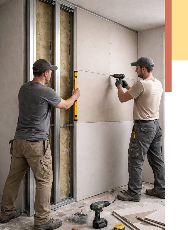 Монтаж двухслойной перегородки из гипсокартона в Юрге от 1551 руб. | ОТДЕЛОЧНИК-Юрг