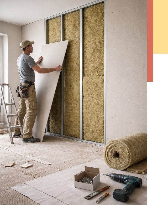 Перегородка из гипсокартона с шумоизоляцией в Юрге от 3337 руб. | ОТДЕЛОЧНИК-Юрг