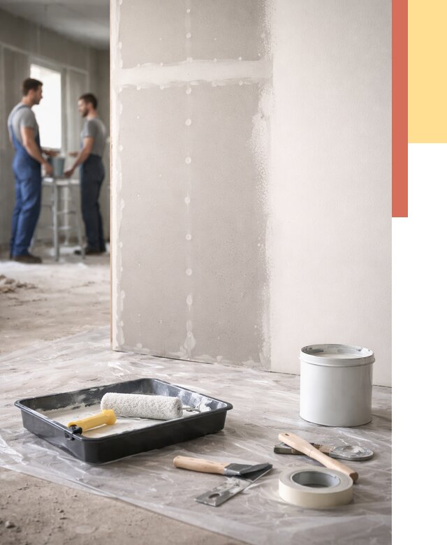 Покраска перегородок из гипсокартона в Юрге от 4813 руб. под ключ | ОТДЕЛОЧНИК-Юрг