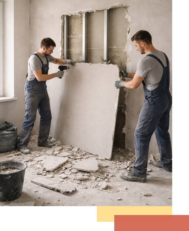 Демонтаж перегородки из гипсокартона в Юрге быстрый и аккуратный