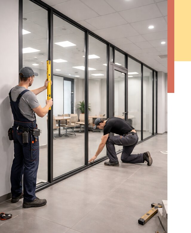 Каркасные стеклянные перегородки в Юрге под ключ от 9840 руб. | ОТДЕЛОЧНИК-Юрг