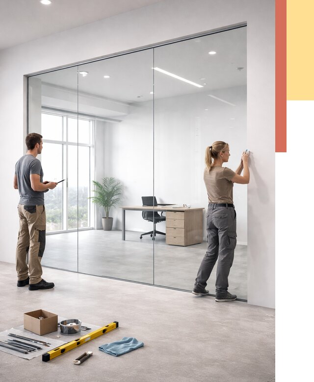 Перегородки из закаленного стекла в Юрге от 10161 руб. под ключ | ОТДЕЛОЧНИК-Юрг