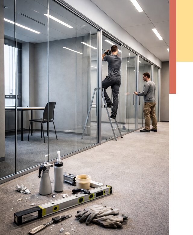 Стеклянные офисные перегородки в Юрге от 9092 руб. — монтаж и установка | ОТДЕЛОЧНИК-Юрг