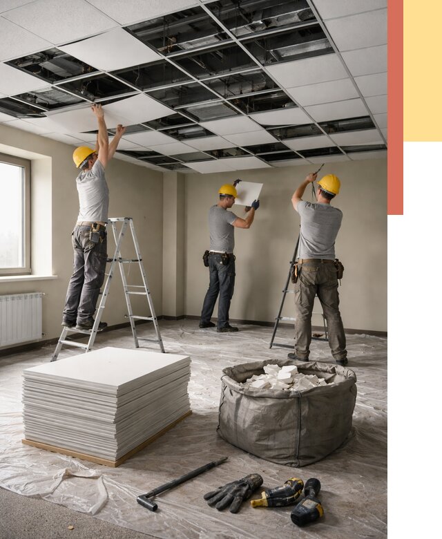 Демонтаж потолка Армстронг в Юрге от 4813 руб. быстро и недорого | ОТДЕЛОЧНИК-Юрг