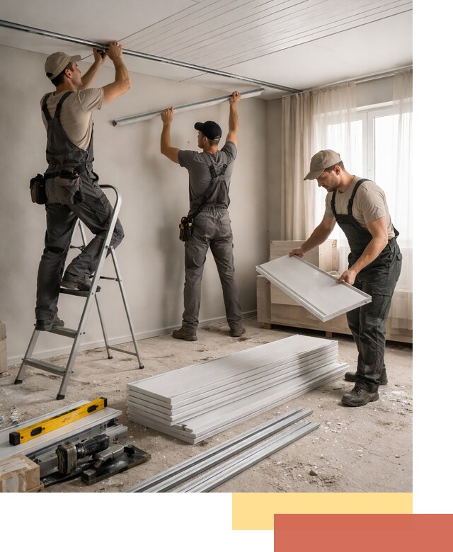 Монтаж потолка из ПВХ панелей в Юрге оперативно и качественно