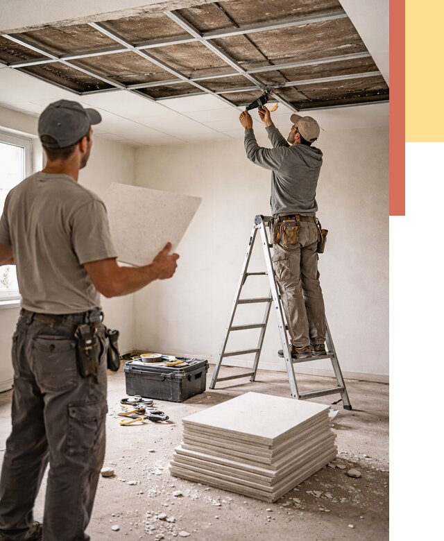 Замена плит подвесного потолка в Юрге от 1872 руб. быстро и недорого | ОТДЕЛОЧНИК-Юрг