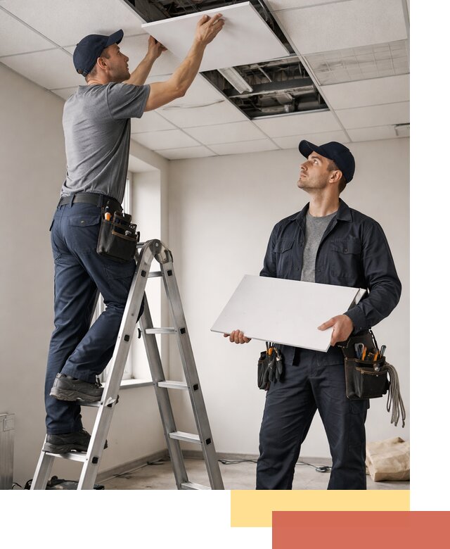 Обслуживание подвесного потолка в Юрге — ремонт и чистка