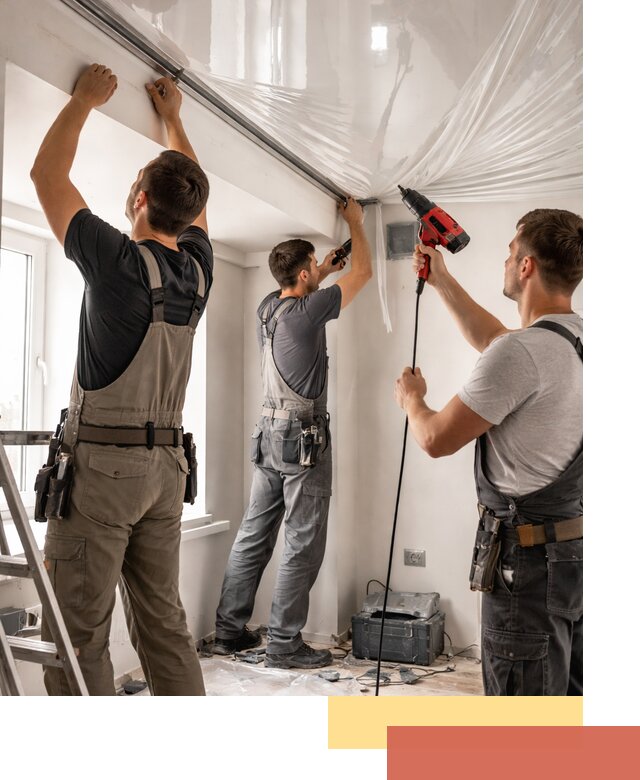 Монтаж глянцевого натяжного потолка в Юрге быстро и качественно