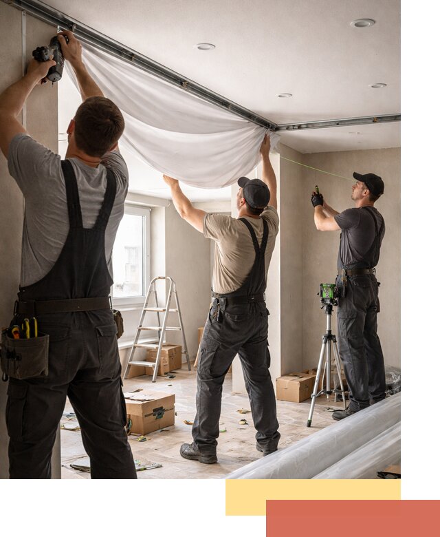 Монтаж парящего натяжного потолка под ключ в Юрге