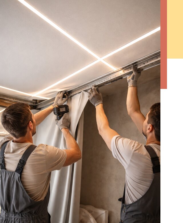 Монтаж натяжного потолка со световыми линиями в Юрге от 1284 руб. | ОТДЕЛОЧНИК-Юрг