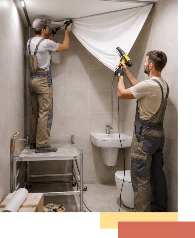 Монтаж натяжного потолка в санузле в Юрге