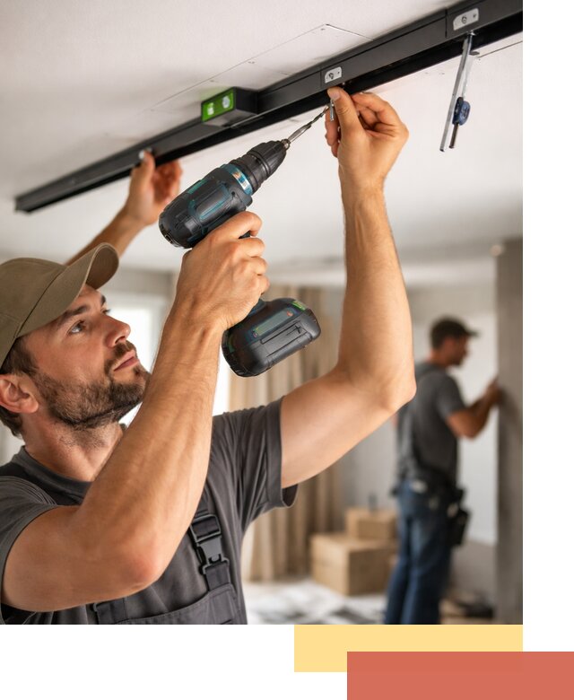 Установка трековых светильников в натяжной потолок в Юрге