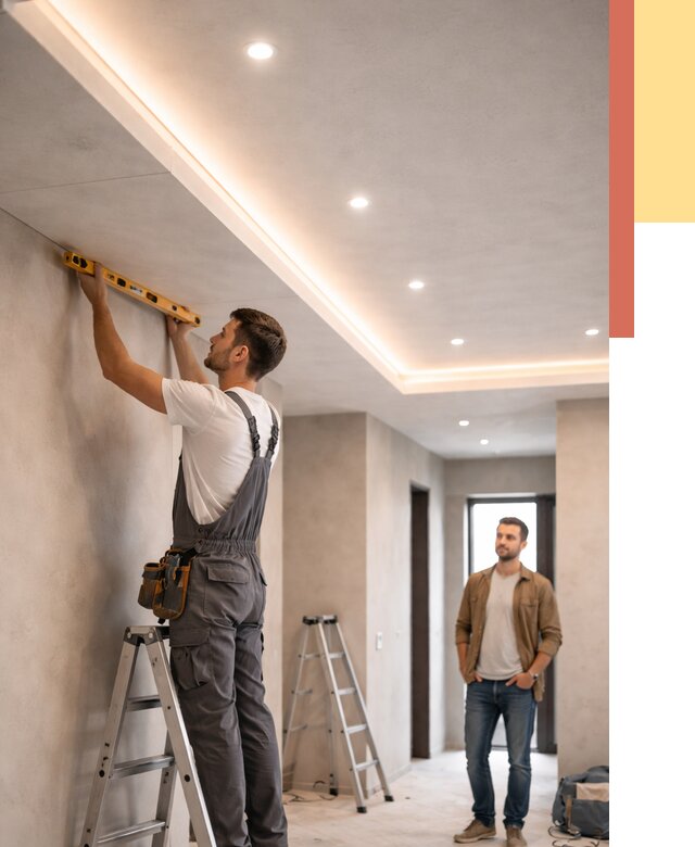 Потолок из гипсокартона с подсветкой в Юрге от 802 руб./м2 под ключ | ОТДЕЛОЧНИК-Юрг