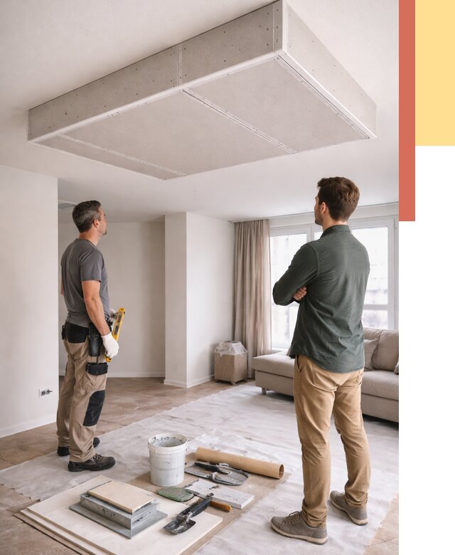 Короб на потолке из гипсокартона в Юрге от 2353 руб. — монтаж и услуги под ключ | ОТДЕЛОЧНИК-Юрг