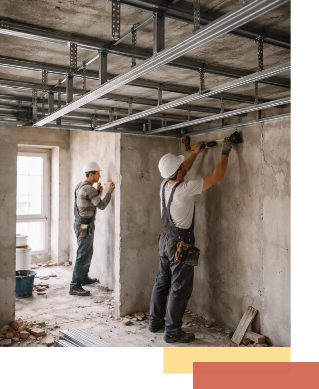 Монтаж каркаса потолка из профильного профиля в Юрге