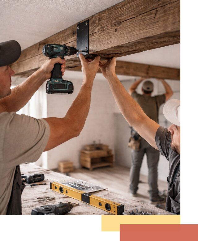 Монтаж декоративных потолочных балок в Юрге